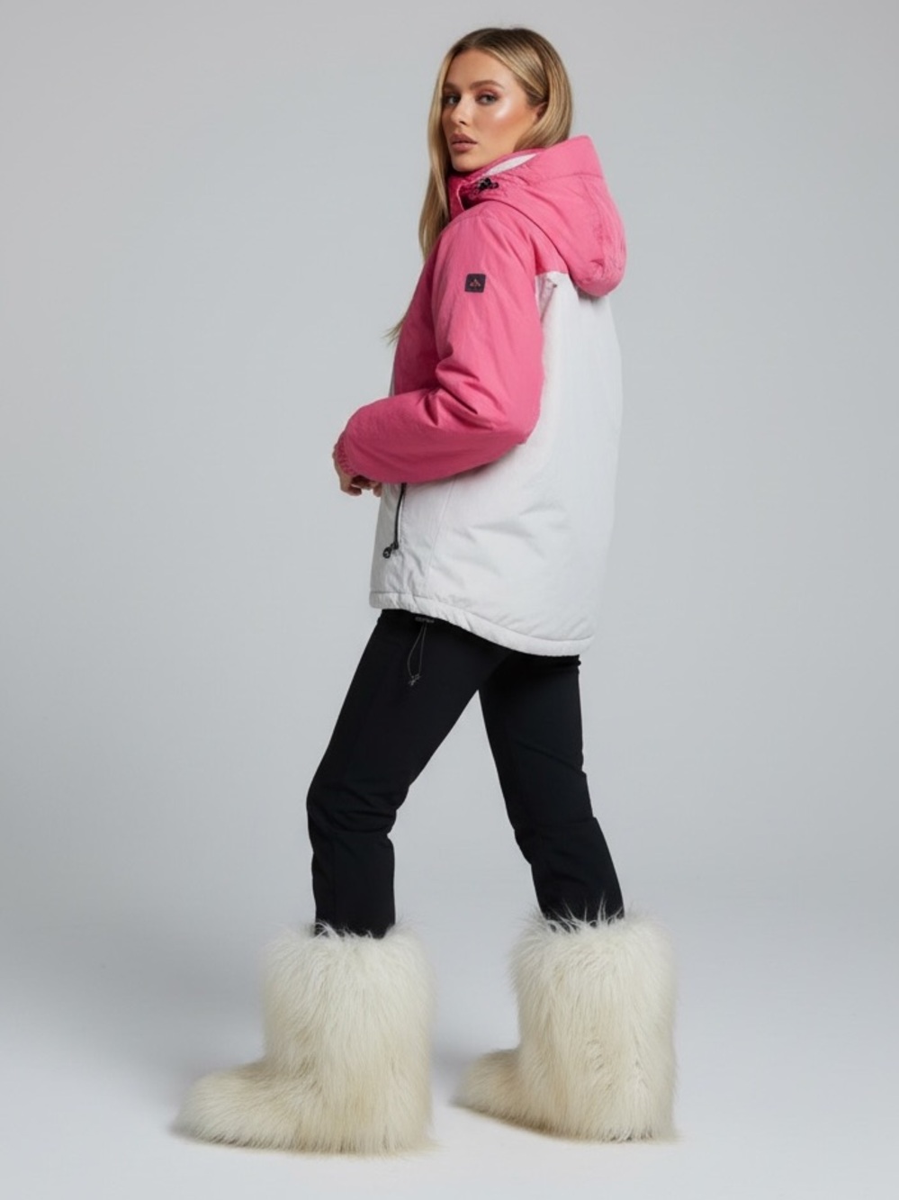 Bogner Pink and Ivory Double Layer Ski Jacket